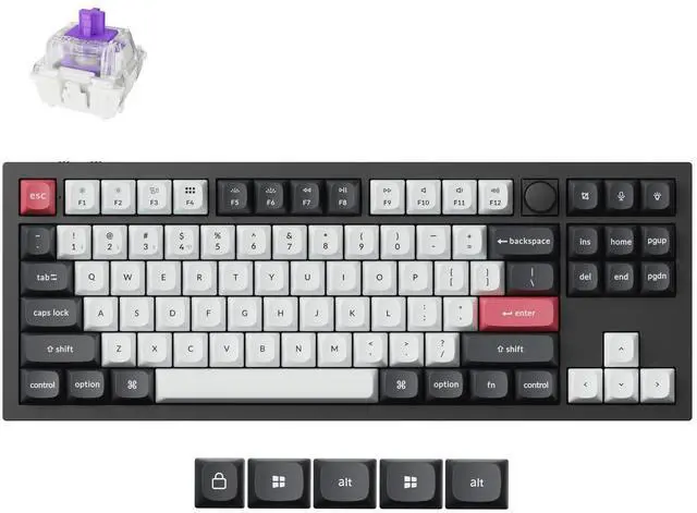 Main image of Keychron Q3 HE QMK Wireless Custom Mechanical Keyboard with Knob, 2.4 GHz/Bluetooth/Wired 80% Layout Hot-Swappable Programmable RGB Backlit Gateron Magnetic Switches for Mac Windows, Carbon Black