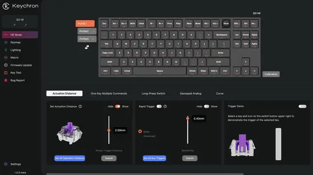 Alt view image 4 of 5 - Keychron Q3 HE QMK Wireless Custom Mechanical Keyboard with Knob, 2.4 GHz/Bluetooth/Wired 80% Layout Hot-Swappable Programmable RGB Backlit Gateron Magnetic Switches for Mac Windows, Carbon Black