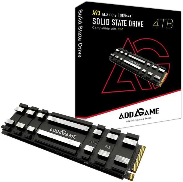 Main image of Addlink A93 4TB Storage Expansion for PS5 Console with Heatsink, Up to 7400mb/s, Gen 4 PCIe NVMe m.2 2280, SLC Cache Internal Hard Drive