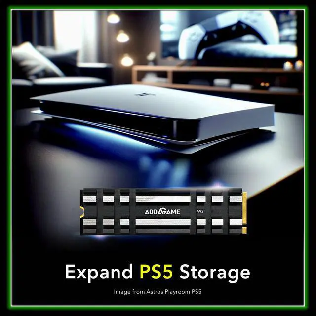 Alt view image 2 of 5 - Addlink A93 4TB Storage Expansion for PS5 Console with Heatsink, Up to 7400mb/s, Gen 4 PCIe NVMe m.2 2280, SLC Cache Internal Hard Drive