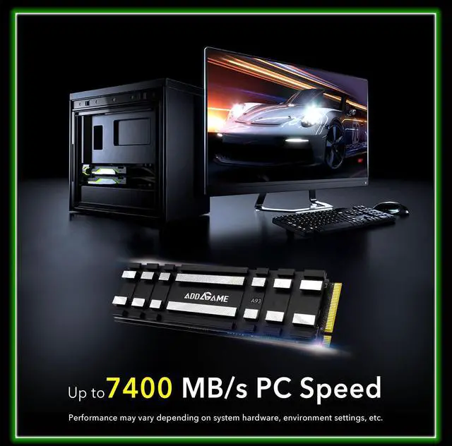 Alt view image 3 of 5 - Addlink A93 4TB Storage Expansion for PS5 Console with Heatsink, Up to 7400mb/s, Gen 4 PCIe NVMe m.2 2280, SLC Cache Internal Hard Drive