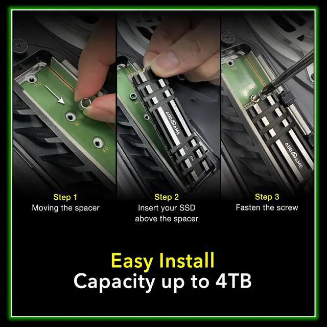 Alt view image 5 of 5 - Addlink A93 4TB Storage Expansion for PS5 Console with Heatsink, Up to 7400mb/s, Gen 4 PCIe NVMe m.2 2280, SLC Cache Internal Hard Drive