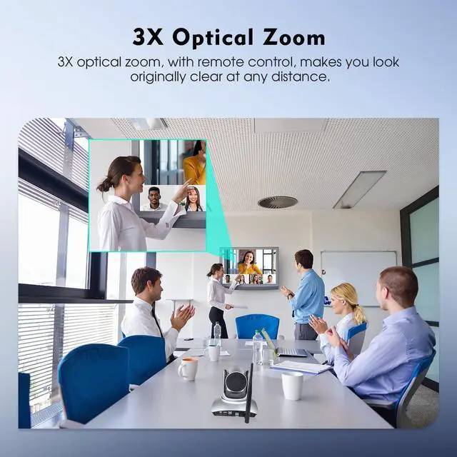 Alt view image 3 of 5 - TOALLIN Wireless PTZ Conference Room Camera, 3X Optical Zoom Streaming Camera, 1080P Full HD Wireless Webcam for Video Conferencing/Live Streaming/Church Services Worship/Online Education