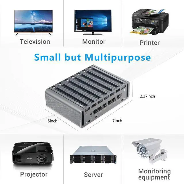 Alt view image 5 of 5 - Sharevdi Fanless Mini PC Micro Firewall Appliance 6* Intel i211AT RJ45 Gigabit Intel Core i3 6006U Computer, Network Router Mini Server, USB3.0/HD/COM/AES-NI 8G DDR4 128GB SSD (i3 6006U)