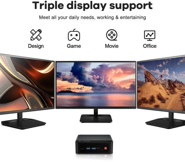 Alt view image 5 of 5 - Beelink Mini PC AMD Ryzen 5 5500U (up to 4.0GHz, 6C/12T), Mini Computers 16G DDR4 RAM 500GB M.2 2280 NVME SSD, 4K Triple Display/WiFi6/BT5.2/2.5G LAN