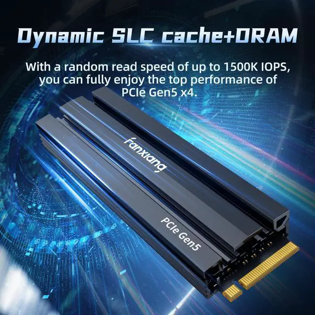 Alt view image 2 of 5 - fanxiang 2TB Gen5 NVMe M.2 SSD with Heatsink - Up to 12000 MB/s PCIe 5.0 SSD TLC Internal Gaming SSD Solid State Drive for DirectStorage/Video Editing/Design S900Pro