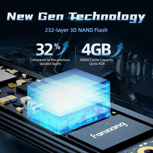Alt view image 4 of 5 - fanxiang 2TB Gen5 NVMe M.2 SSD with Heatsink - Up to 12000 MB/s PCIe 5.0 SSD TLC Internal Gaming SSD Solid State Drive for DirectStorage/Video Editing/Design S900Pro