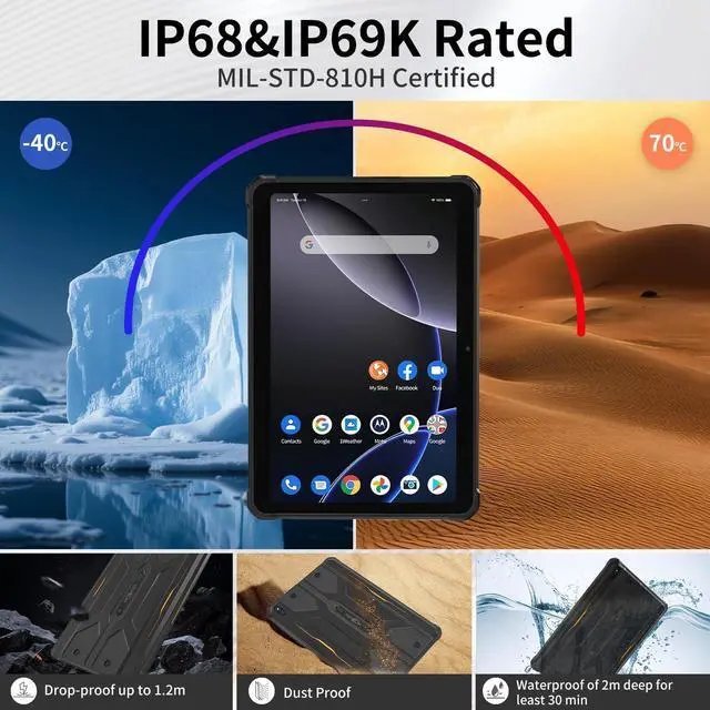 Alt view image 2 of 5 - HOTWAV R10 Pro Rugged Tablet 10.1" 12000mAh Android 146GB+128GB/2TB ExpandableOcta-Core 2.4GHz16MP+8MP Dual Cam | 700 Nits Sunlight DisplayIP68&IP69K Waterproof Certified for Outdoor