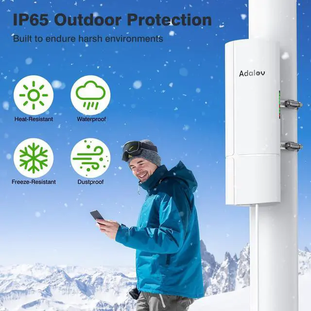 Alt view image 3 of 5 - AdaLov 3PCS Wireless Bridge Kit, Gigabit Point to 2 Points Outdoor WiFi Bridges for 3Km Long Range Network Expansion, 5.8G High Speed WiFi to Ethernet CPE with 1000Mbps LAN Port for Garage, Barn, Farm