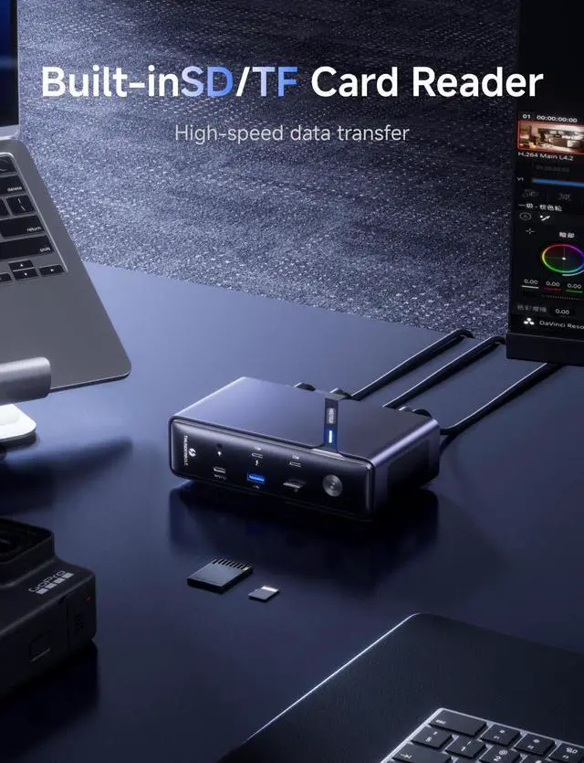 Alt view image 4 of 5 - MINISFORUM TB4-01 12-in-1 Docking Station,Intel JHL8440 Thunderbolt 4 Controller,PD 85W,HDMI 2.1/DP1.4,SD/TF, Thunderbolt 4X 2,3 x USBA,1 x USB C,2.5G RJ45