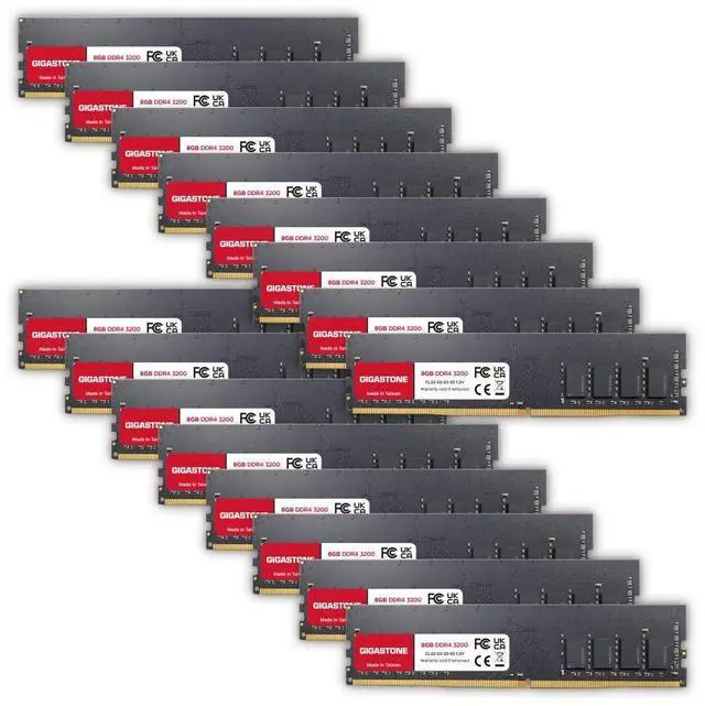 Main image of DDR4 RAM GIGASTONE 128GB Kit (16x8GB) DDR4 3200MHz (2933MHz or 2666MHz) PC4-25600 (PC4-23400/21300) CL22 1.2V UDIMM 288 Pin Unbuffered Non ECC High Performance PC Desktop Memory Upgrade
