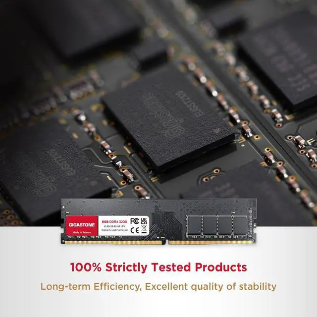 Alt view image 5 of 5 - DDR4 RAM GIGASTONE 128GB Kit (16x8GB) DDR4 3200MHz (2933MHz or 2666MHz) PC4-25600 (PC4-23400/21300) CL22 1.2V UDIMM 288 Pin Unbuffered Non ECC High Performance PC Desktop Memory Upgrade