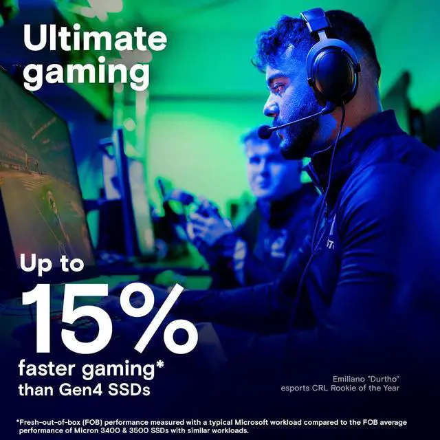 Alt view image 3 of 5 - Crucial T705 2TB PCIe Gen5 NVMe M.2 SSD with Heatsink - Up to 14,500 MB/s - Game Ready - Internal Solid State Drive (PC) - +1mo Adobe CC - CT2000T705SSD5