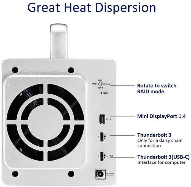 Alt view image 2 of 5 - TERRAMASTER TD2 Thunderbolt 3 Professional-Grade 2-Bay External Hard Drive Enclosure RAID 0/RAID1/JBOD Hard Disk RAID Storage (Diskless)