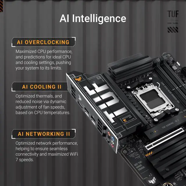 Alt view image 2 of 5 - ASUS TUF Gaming X870-PLUS WiFi AMD AM5 X870 ATX Motherboard, 16+2+1, 80A SPS Power Stages, DDR5, PCIe 5.0 Ready, Four M.2 Slots, Wi-Fi 7, 2.5Gb LAN, HDMI, USB4® 40Gbps, SATA 6 Gbps, USB 20Gbps Type-C