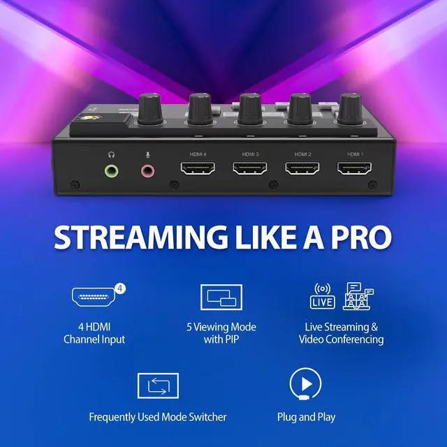 Alt view image 2 of 5 - j5create All-in-One Live Streaming Station - Quad HDMI Capture, Audio Mixer, Video Switcher, Plug & Play, for Streaming, Video Conferencing, Teaching, Broadcasting (JVA08)