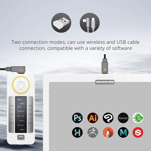 Alt view image 2 of 5 - XENCELABS DrawingTablet Medium, Graphic Tablets with 40 Customizable Quick Keys, 12" Ultrathin Pen Tablet with 2 Battery-Free Stylus, 8192 Levels Pressure for Win/Win 11 ARM/Mac/Linux, Nebula White