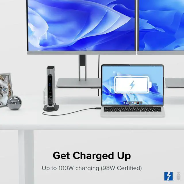 Alt view image 5 of 5 - Plugable 16-in-1 Thunderbolt 4 Dock  Dual 4K Monitors for M4 MacBook Air/Pro, 100W Charging, 2X HDMI, 2X DisplayPort, 2.5G Ethernet, 7X USB, MicroSD/SD Card Reader, Audio, Windows & USB4 Compatible