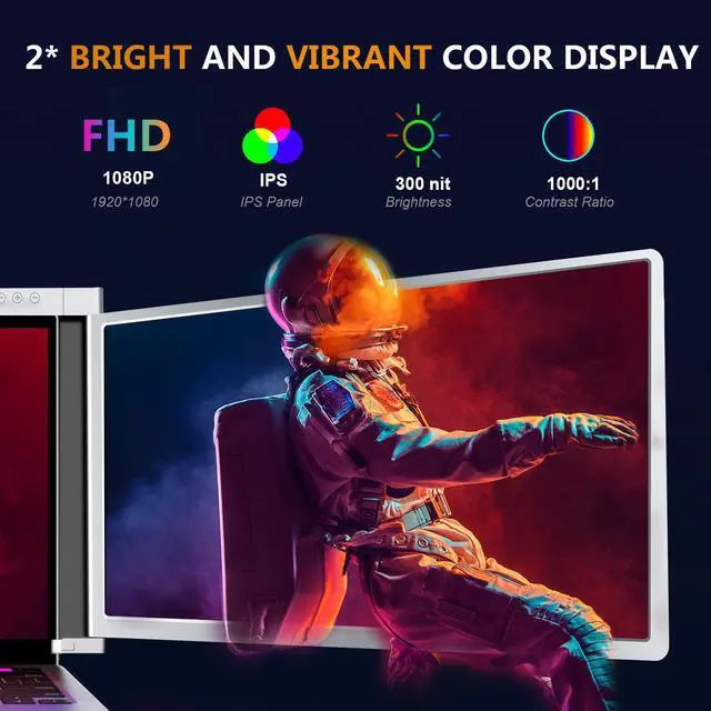 Alt view image 3 of 5 - DANCESOUL 15'Laptop Screen Extender, Dual Monitor,Just 1 CABE Type-C/USB-A Plug & Play,1080P FHD IPS Laptop Monitor Extender Compatible with Windows/Mac(for 15-17.3" laptops)