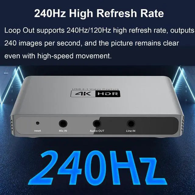 Alt view image 4 of 5 - HeavenBird 4K HDR USB 3.1 Video Capture Card, External Video Recorder Device with Ultra-Low Latency, Gray