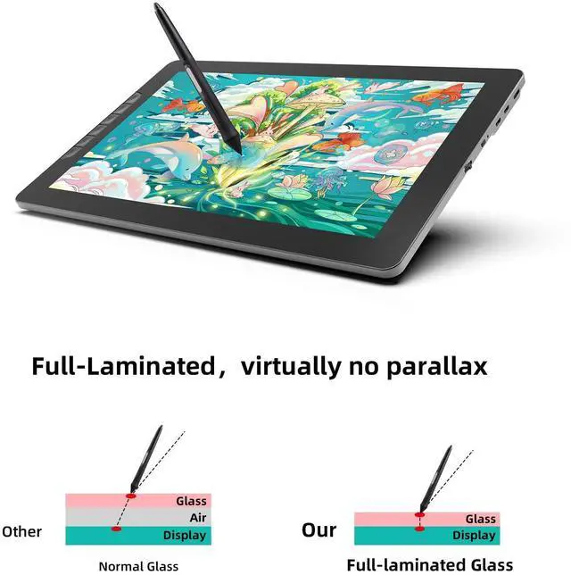 Alt view image 3 of 5 - 13.3 Inch Drawing Tablet with Screen, Full-Laminated Anti-Glare Graphics Drawing Monitor, 122% sRGB, 8192 Pressure Stylus Pen, Compatible with Windows/Mac Major Design Software