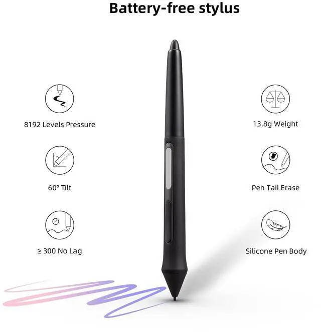 Alt view image 5 of 5 - 13.3 Inch Drawing Tablet with Screen, Full-Laminated Anti-Glare Graphics Drawing Monitor, 122% sRGB, 8192 Pressure Stylus Pen, Compatible with Windows/Mac Major Design Software