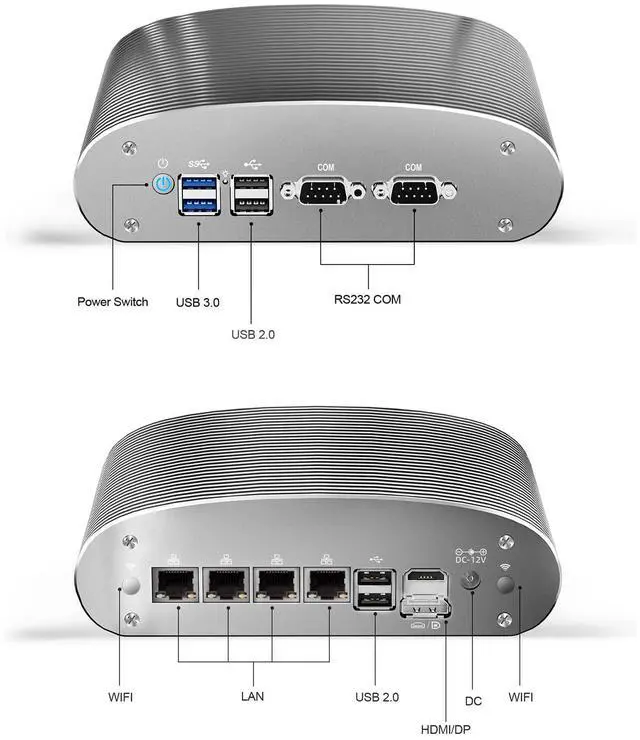 Alt view image 5 of 5 - goodtico Fanless Mini PC N100(4C/4T, 3.4GHz) Micro Firewall Appliance, 4 x 2.5GbE i226V LAN 8GB RAM 256GB SSD, Silent Industrial Desktop Computer, Home Network Pfsense Router Support AES-NI/HD/COM