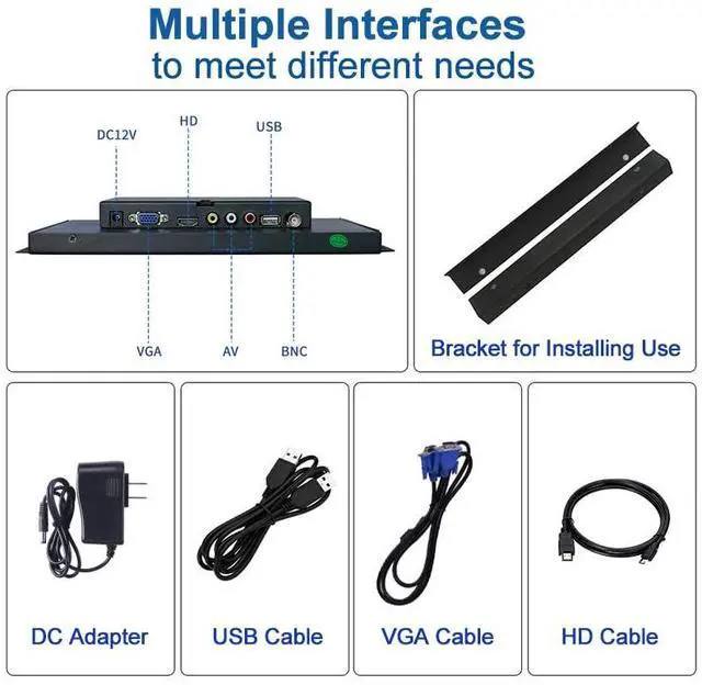 Alt view image 4 of 5 - 10.1 inch Industrial Monitor High Brightness 1000 nit Sunlight readable Support HDMI/VGA/USB/BNC Interface, Built-in Speakers with Speakers LCD Display 1280X800 (Without Touch, 10.1 Inch)