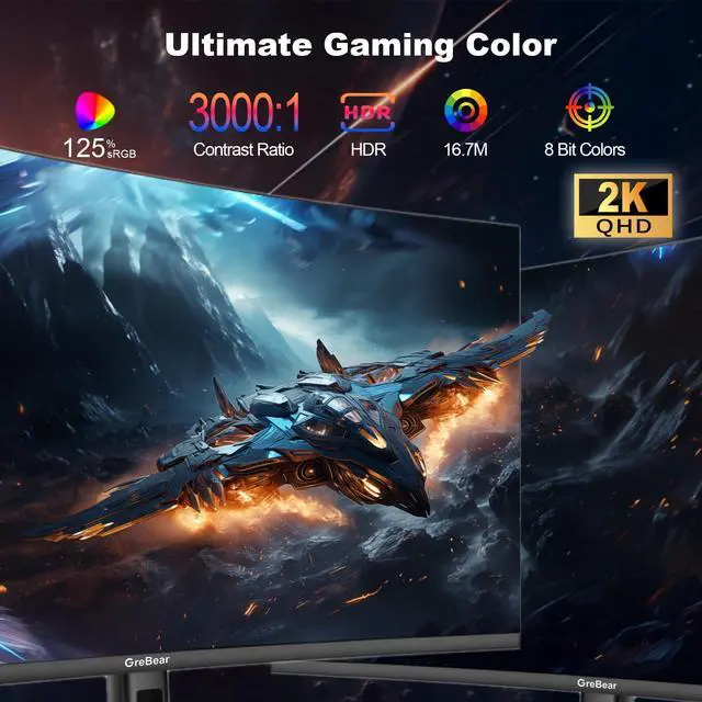 Alt view image 2 of 5 - 27 Inch Curved Gaming Monitor 180HZ QHD Height Adjustable, Professional PC 2K Monitors 2560 x 1440p Home Office Computer Screen, HDMI, DP, AdaptiveSync, 1500R, Build-in Speaker, 100 x 100 mm VESA