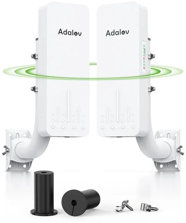 Main image of CPE661 Gigabit Wireless Bridge with Mounts, Dual WiFi Broadcasters, 3KM 5.8GHz Outdoor Point-to-Point WiFi Extender, No Router Needed, Long Range Network Extension for Starlink, Farm, Garage, Barn