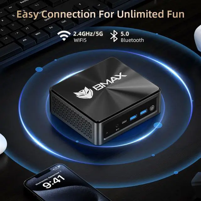 Alt view image 5 of 5 - Bmax B5 A Pro Mini PC AMD Ryzen 7 5825U(up to 4.5GHz,8C/16T) 16GB DDR4/512GB NVMe SSD DP/Type-C/HDMI Triple-Display 4K/60Hz Mini Desktop Computer WiFi5 BT5.0 Mini Computer