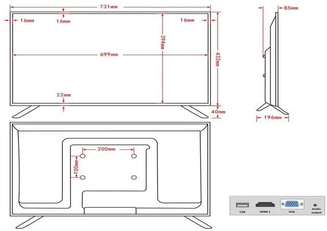Alt view image 3 of 4 - 32 Inch Surveillance-Grade Large Size 24/7 Monitor Screen, 1920x1080 HD, 16:9 Aspect Ratio, 5ms Response, LCD Monitor with HDMI, VGA, USB, Designed for CCTV Security Surveillance DVR/NVR System