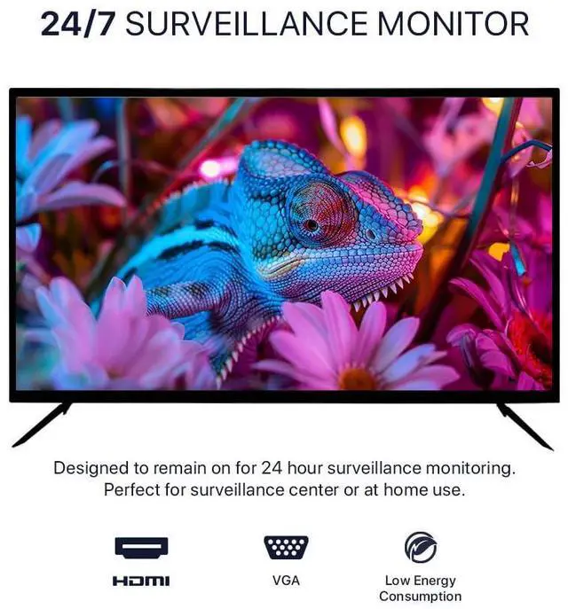 Alt view image 2 of 4 - 32 Inch Surveillance-Grade Large Size 24/7 Monitor Screen, 1920x1080 HD, 16:9 Aspect Ratio, 5ms Response, LCD Monitor with HDMI, VGA, USB, Designed for CCTV Security Surveillance DVR/NVR System