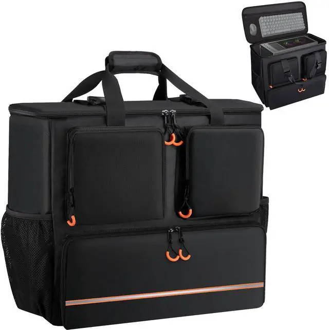 Main image of Computer Desktop Tower Large Carrying Case, PC Travel Case for Computer's Box for Moving, Portable Gaming Backpack for Keyboard, Mouse and Accessories, Bag Compatible with ATX/M-ATX mainframe chassis