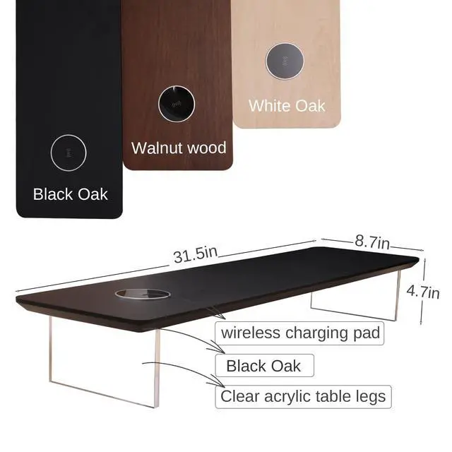 Alt view image 3 of 5 - SUIBIAN Black Monitor Stand Riser with Wireless Charging 31.5Inch Large, Computer Monitor Stand,Wooden Desktop Organizer Shelf for Office Desk Computer,Laptop,TV (Black Oak)