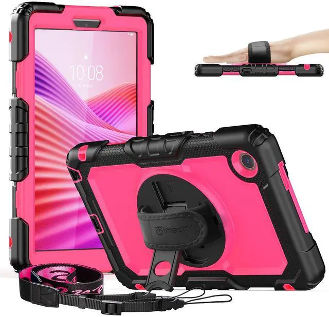 Main image of timecity Tablet Case for Lenovo Tab K9/ Tab One 8.7 inch 2025 (TB305XU/ TB305FU) Drop-Proof Protection Cover with 360° Rotate Kickstand & Shoulder Strap & Screen Protector & Stylus Holder - Rose