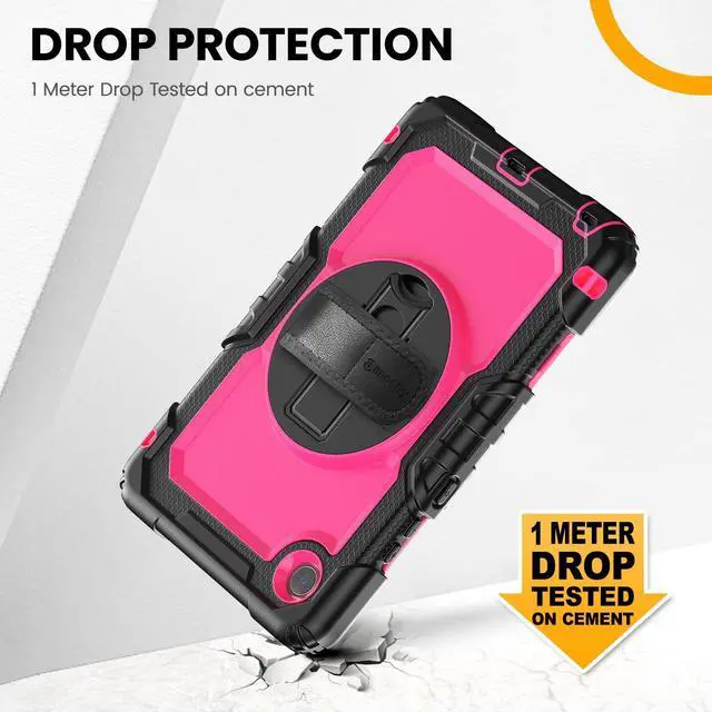 Alt view image 3 of 5 - timecity Tablet Case for Lenovo Tab K9/ Tab One 8.7 inch 2025 (TB305XU/ TB305FU) Drop-Proof Protection Cover with 360° Rotate Kickstand & Shoulder Strap & Screen Protector & Stylus Holder - Rose