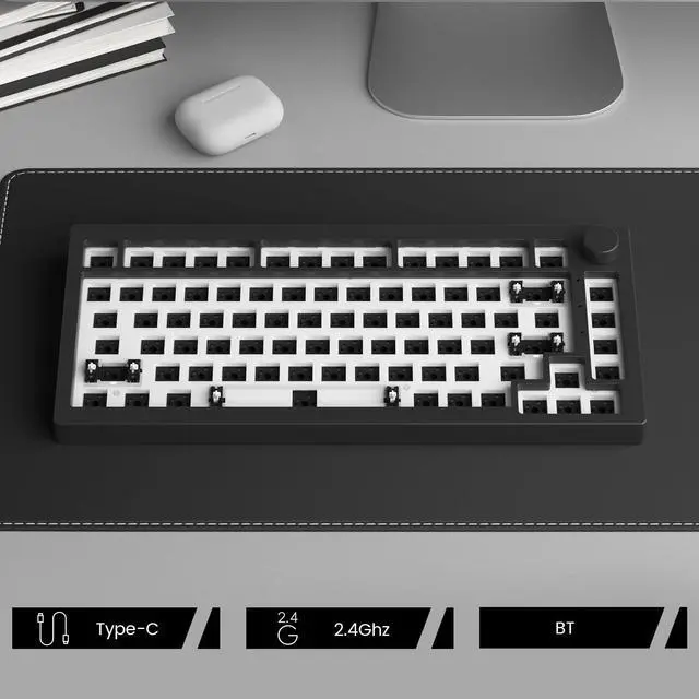 Alt view image 4 of 5 - Akko 5075B Custom Gaming Keyboard Kit Black 75% VIA Multi-Modes Gasket Mount Barebones Mechanical Keyboard VIA Programmable with RGB Backlit Hot-swappable