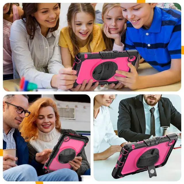 Alt view image 5 of 5 - timecity Tablet Case for Lenovo Tab K9/ Tab One 8.7 inch 2025 (TB305XU/ TB305FU) Drop-Proof Protection Cover with 360° Rotate Kickstand & Shoulder Strap & Screen Protector & Stylus Holder - Rose