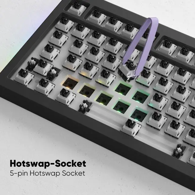 Alt view image 3 of 5 - Akko 5075B Custom Gaming Keyboard Kit Black 75% VIA Multi-Modes Gasket Mount Barebones Mechanical Keyboard VIA Programmable with RGB Backlit Hot-swappable