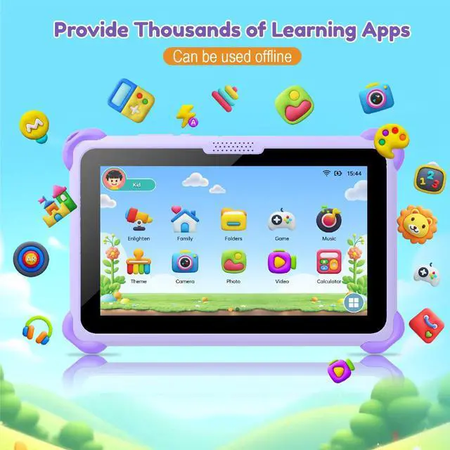 Alt view image 2 of 5 - Kids Tablet 7 inch Tablets for Kids 3-12, 32GB Android Toddler Tablet with Solid Case, YouTube, Netflix, GMS, Bluetooth, WiFi, Education Learning Apps Installed, Parent Control(Purple)