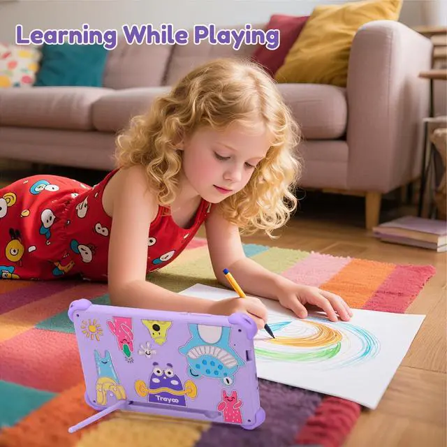 Alt view image 4 of 5 - Kids Tablet 7 inch Tablets for Kids 3-12, 32GB Android Toddler Tablet with Solid Case, YouTube, Netflix, GMS, Bluetooth, WiFi, Education Learning Apps Installed, Parent Control(Purple)