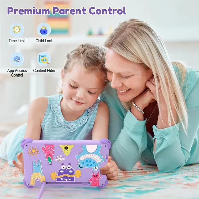 Alt view image 3 of 5 - Kids Tablet 7 inch Tablets for Kids 3-12, 32GB Android Toddler Tablet with Solid Case, YouTube, Netflix, GMS, Bluetooth, WiFi, Education Learning Apps Installed, Parent Control(Purple)