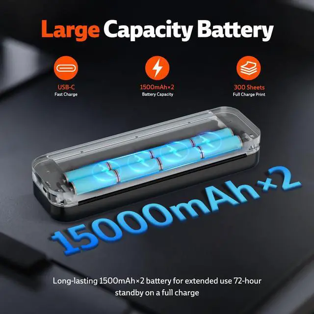 Alt view image 2 of 5 - Portable Printers Wireless for Travel,Upgraded Inkless Thermal Bluetooth Mini Printer Compatible with Android,iOS&Laptop,Support 8.5" X 11" US Letter&A4,Portable Small Mobile Travel Printer for Home