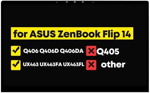 Main image of 14.0" Screen Replacement Assembly for ASUS ZenBook Flip 14 Q406 Q406D Q406DA Q406DA-BR5T6 / UX463 UX463FA UX463FL FHD 1920 * 1980 LCD Touch Digitizer Display