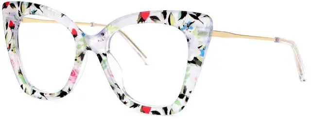 Main image of Zeelool Cat Eye Blue Light Glasses for Women Chic Oversized Floral Eyeglasses Anti Blue Light Full Eyewear Glasses JGX674221-04B
