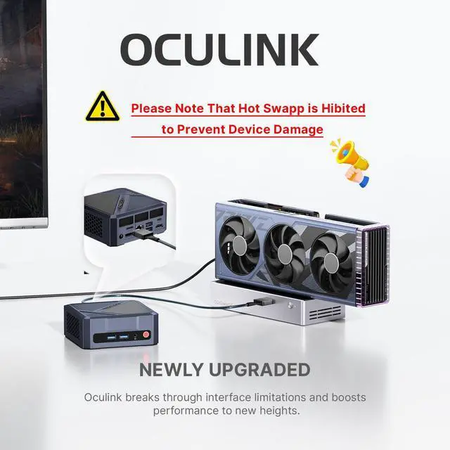 Alt view image 5 of 5 - origimagic A1 Oculink Mini PC, AMD Ryzen 7 7840HS (Up to 5.1GHz), Radeon 780M GPU, 32GB DDR5 1TB M.2 NVMe PCIe 4.0 SSD, Mini Computers, 8K UHD, WiFi 6E, BT 5.2, Desktop PC 11 Pro/Home/Office