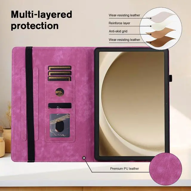 Alt view image 3 of 5 - YHDXUYS Case for iPad Pro 13 Inch (M5/M4) 2025/2024, Auto Wake/Sleep Slim PU Leather Folio Cover with Multi-Angle Stand and Pen Holder, Rose