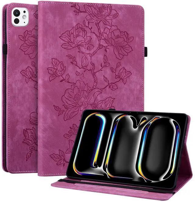 Main image of YHDXUYS Case for iPad Pro 13 Inch (M5/M4) 2025/2024, Auto Wake/Sleep Slim PU Leather Folio Cover with Multi-Angle Stand and Pen Holder, Rose