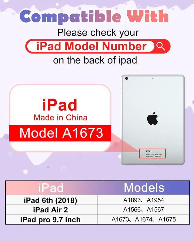 Alt view image 2 of 5 - Wazzasoft for iPad 6th Generation/Air 2/ Pro 9.7 Inch Case Girls Cute Cat Kawaii Cover Girly Cartoon with Rotating Handle Stand & Strap Silicone Funda for iPad Cases 6th Gen/Air2/Pro 9.7